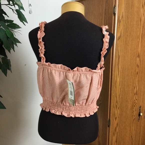 Lily Rose XL smocked waist crop top w/ruffle elastic strap stripes peach - Picture 1 of 12